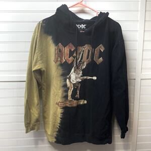 AC/DC Two Tone Hooded Sweatshirt W/Picture of Angus Playing Song Stiff Upper Lip